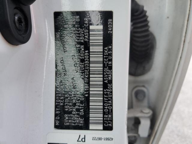 4T1BF1FK0EU393094 - 2014 TOYOTA CAMRY L WHITE photo 13