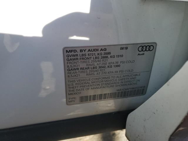 WA1C4AFY6K2127616 - 2019 AUDI SQ5 PRESTIGE WHITE photo 12