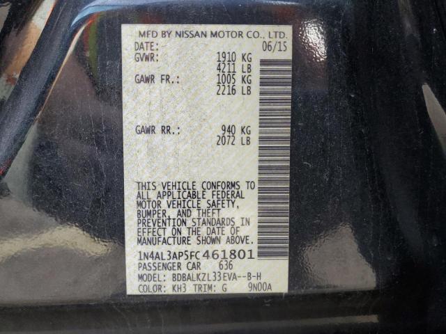 1N4AL3AP5FC461801 - 2015 NISSAN ALTIMA 2.5 BLACK photo 12