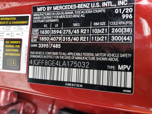 4JGFF8GE4LA175032 - 2020 MERCEDES-BENZ GLS 580 4MATIC RED photo 13