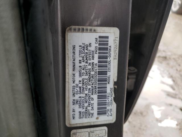 1NXBR32E03Z001716 - 2003 TOYOTA COROLLA CE GRAY photo 12