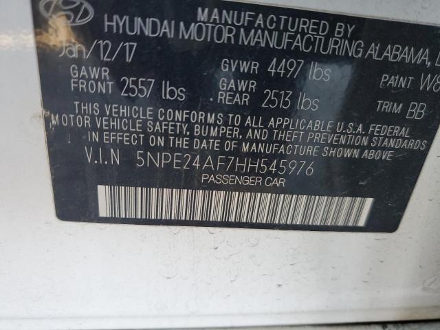 5NPE24AF7HH545976 - 2017 HYUNDAI SONATA SE WHITE photo 12