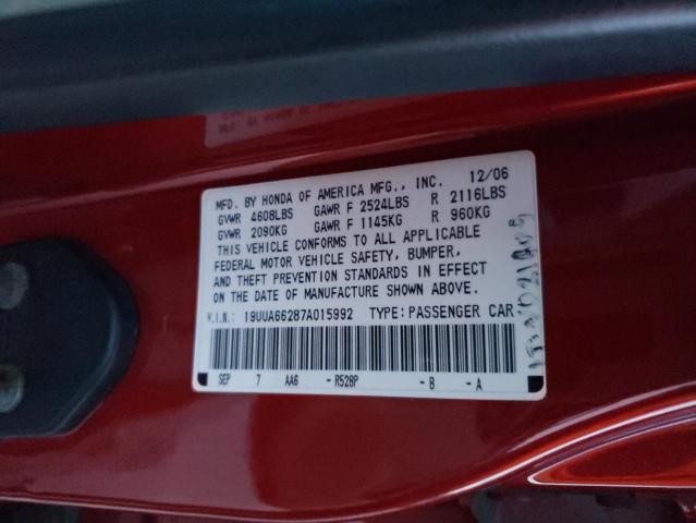 19UUA66287A015992 - 2007 ACURA TL RED photo 13