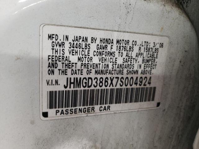 JHMGD386X7S004924 - 2007 HONDA FIT S 白色 照片 12