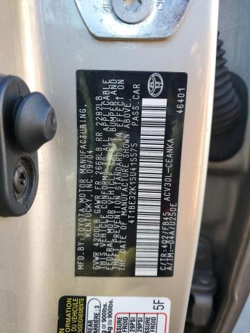 4T1BE32K15U415575 - 2005 TOYOTA CAMRY LE TAN photo 12