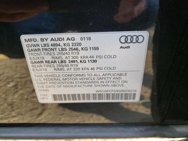 WA1GFCFSXGR016276 - 2016 AUDI Q3 PRESTIGE BLACK photo 12