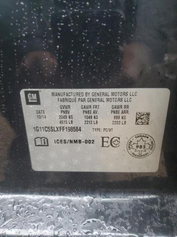 1G11C5SLXFF198584 - 2015 CHEVROLET MALIBU 1LT BLACK photo 12