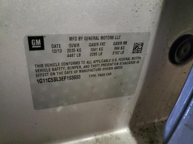 1G11C5SL3EF193693 - 2014 CHEVROLET MALIBU 1LT 银色 照片 12