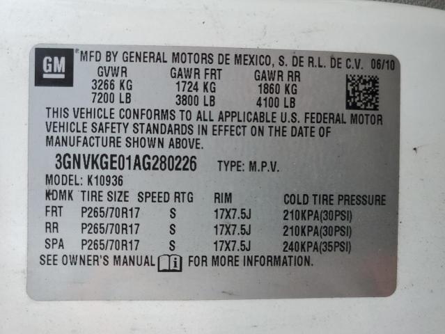 3GNVKGE01AG280226 - 2010 CHEVROLET AVALANCHE LTZ WHITE photo 12