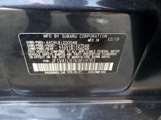 JF1VA1C67K9819763 - 2019 SUBARU WRX PREMIUM GRAY photo 12