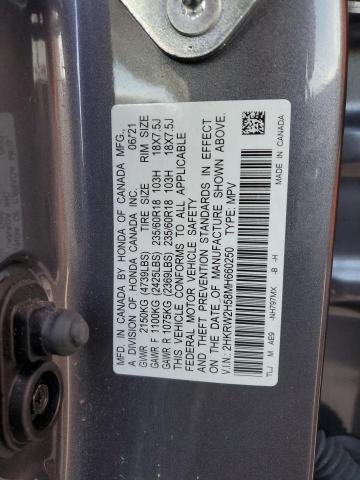 2HKRW2H58MH660250 - 2021 HONDA CR-V EX GRAY photo 12