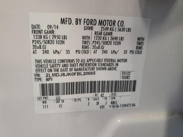 2LMDJ8JK0FBL20665 - 2015 LINCOLN MKX WHITE photo 13