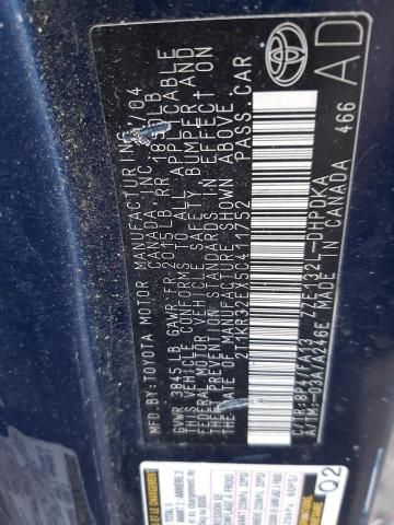 2T1KR32EX5C411752 - 2005 TOYOTA COROLLA MA XR BLUE photo 12