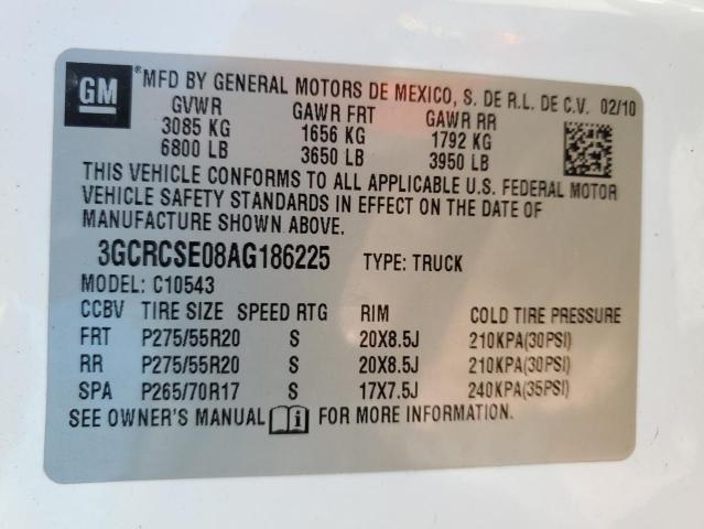 3GCRCSE08AG186225 - 2010 CHEVROLET SILVERADO C1500 LT WHITE photo 12