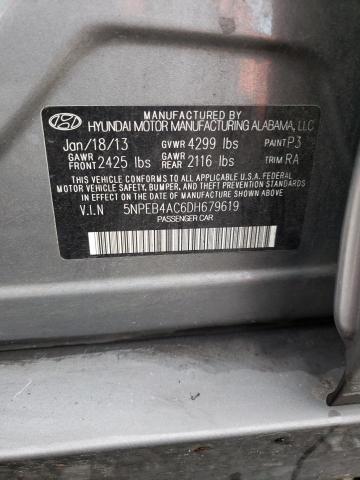 5NPEB4AC6DH679619 - 2013 HYUNDAI SONATA GLS SILVER photo 12