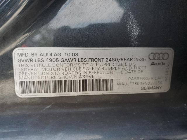 WAULF78K39N037356 - 2009 AUDI A4 2.0T QUATTRO CHARCOAL photo 13