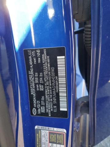 5NPLM4AG9MH038940 - 2021 HYUNDAI ELANTRA SEL BLUE photo 12