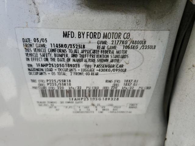 1FAHP25105G189328 - 2005 FORD FIVE HUNDR LIMITED WHITE photo 12