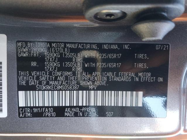 5TDKRKEC8MS058387 - 2021 TOYOTA SIENNA LE GRAY photo 13