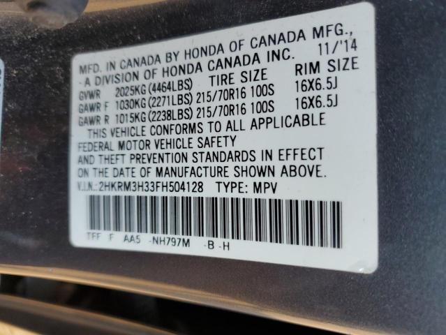 2HKRM3H33FH504128 - 2015 HONDA CR-V LX GRAY photo 14