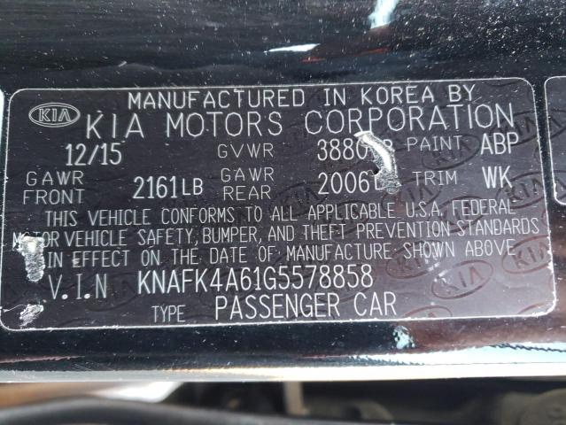 KNAFK4A61G5578858 - 2016 KIA FORTE LX BLACK photo 12