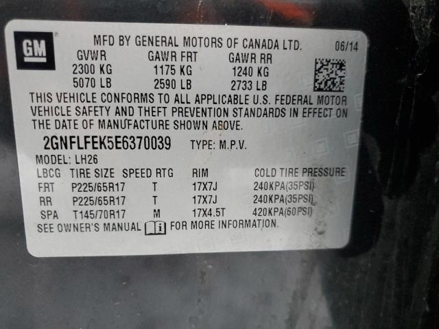 2GNFLFEK5E6370039 - 2014 CHEVROLET EQUINOX LT CHARCOAL photo 13