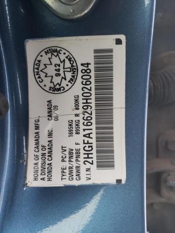 2HGFA16629H026084 - 2009 HONDA CIVIC LX-S أزرق صورة 12