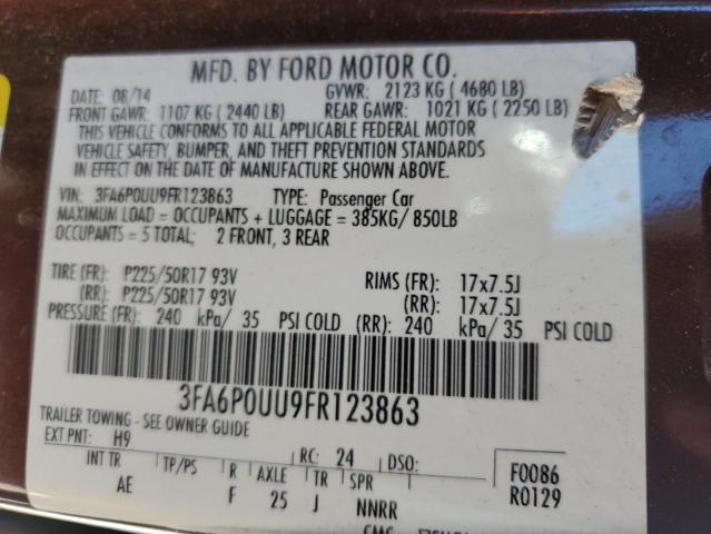 3FA6P0UU9FR123863 - 2015 FORD FUSION S HYBRID BURGUNDY photo 12