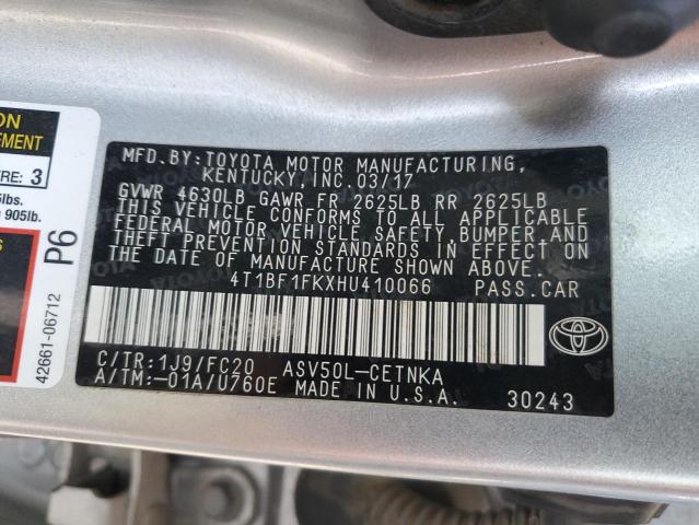 4T1BF1FKXHU410066 - 2017 TOYOTA CAMRY LE SILVER photo 12