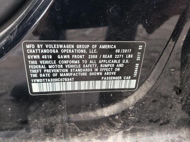 1VWDT7A32HC075347 - 2017 VOLKSWAGEN PASSAT R-LINE Schwarz Foto 12