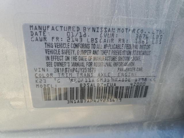 3N1AB7AP4JY251679 - 2018 NISSAN SENTRA S SILVER photo 12