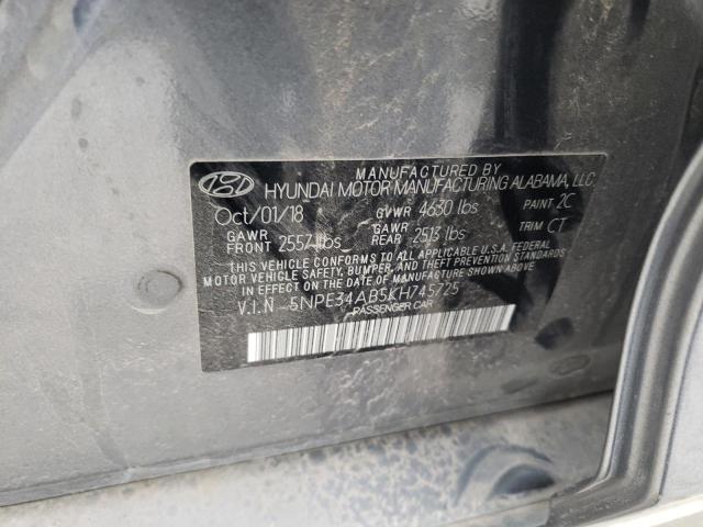 5NPE34AB5KH745725 - 2019 HYUNDAI SONATA LIMITED TURBO GRAY photo 12