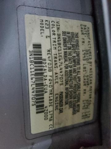 3N1BC11E67L447075 - 2007 NISSAN VERSA S SILVER photo 12