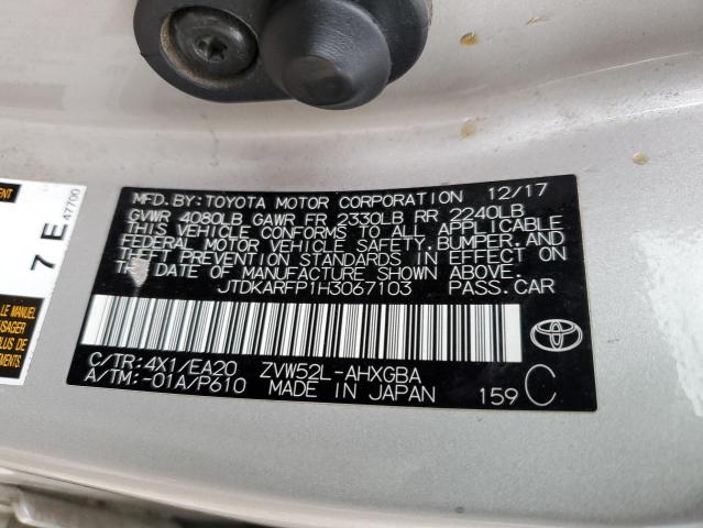 JTDKARFP1H3067103 - 2017 TOYOTA PRIUS PRIM ბეჟი ფოტო 12