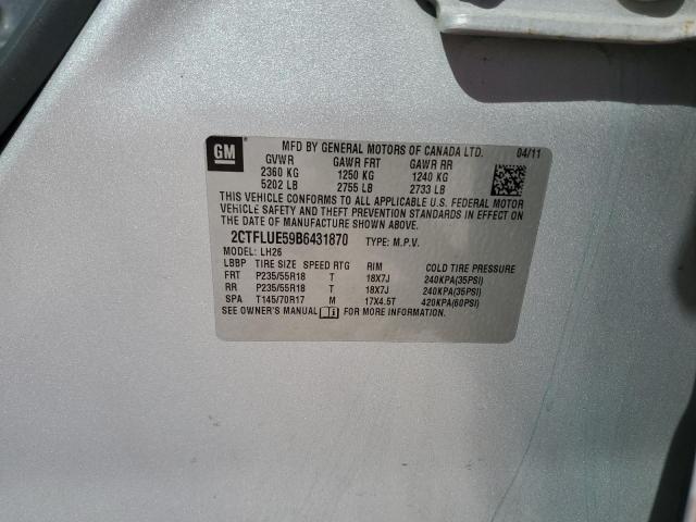 2CTFLUE59B6431870 - 2011 GMC TERRAIN SLT SILVER photo 13