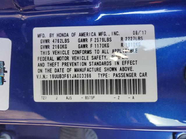 19UUB3F61JA003396 - 2018 ACURA TLX TECH+A Синий фото 12