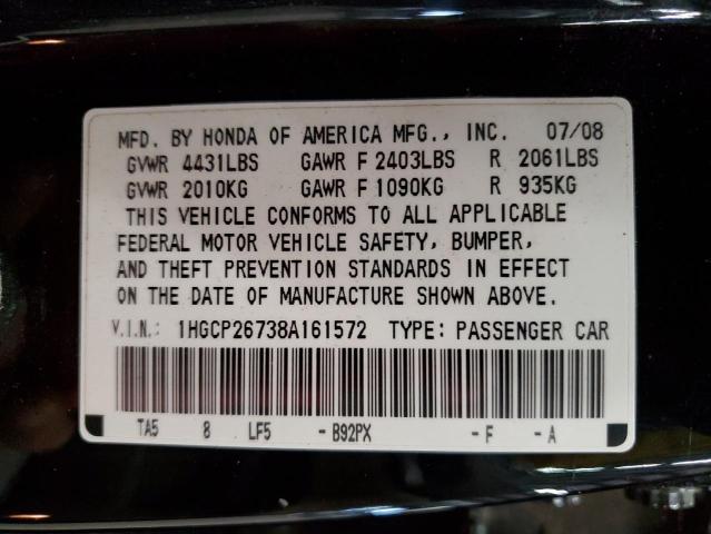 1HGCP26738A161572 - 2008 HONDA ACCORD EX BLACK photo 12