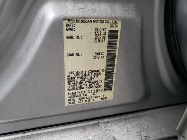 1N4AL3AP1FC113672 - 2015 NISSAN ALTIMA 2.5 SILVER photo 12