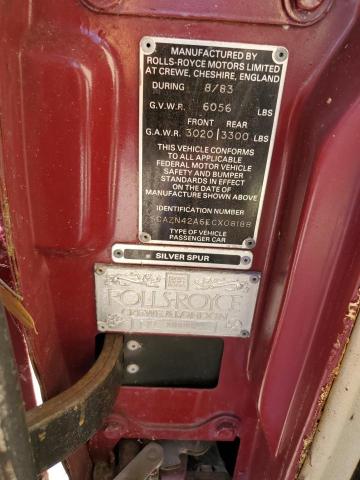 SCAZN42A6ECX08188 - 1984 ROLLS-ROYCE SILVER SPU RED photo 12