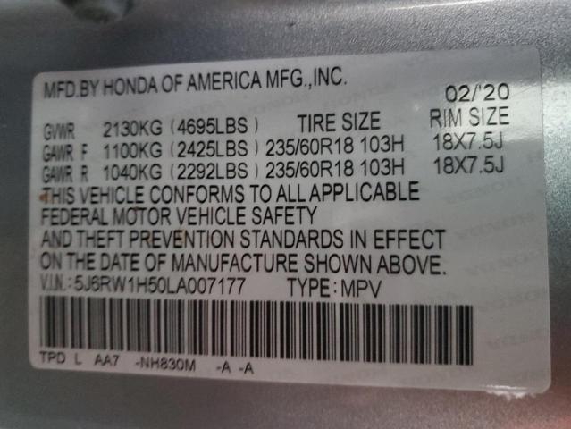 5J6RW1H50LA007177 - 2020 HONDA CR-V EX SILVER photo 13