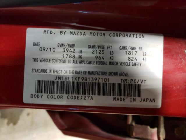 JM1BL1KF9B1397101 - 2011 MAZDA 3 I RED photo 12