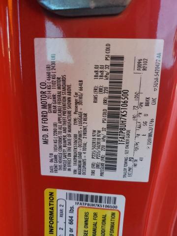 1FATP8UH7K5106500 - 2019 FORD MUSTANG RED photo 13