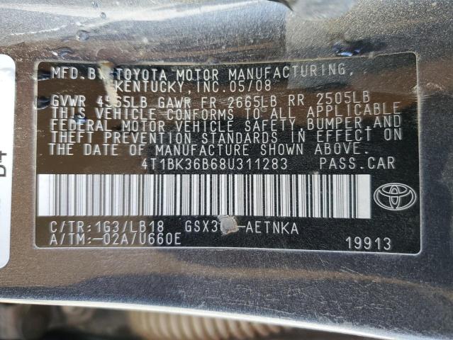 4T1BK36B68U311283 - 2008 TOYOTA AVALON XL SILVER photo 13