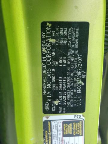 KNDJN2A28E7727077 - 2014 KIA SOUL GREEN photo 14