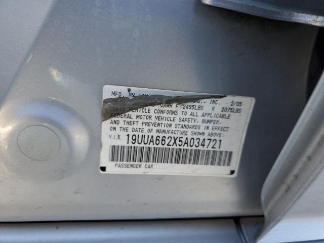 19UUA662X5A034721 - 2005 ACURA TL GRAY photo 12