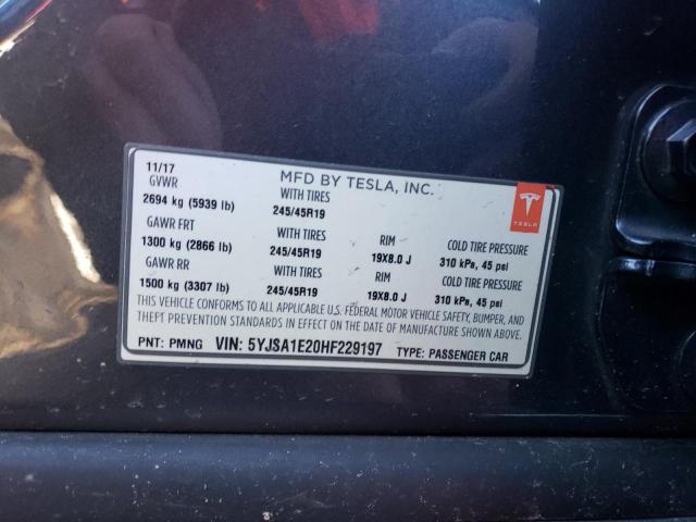 5YJSA1E20HF229197 - 2017 TESLA MODEL S GRAY photo 12