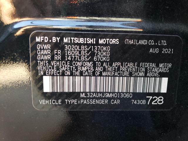 ML32AUHJ9MH013060 - 2021 MITSUBISHI MIRAGE ES BLACK photo 12