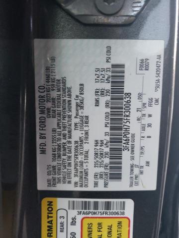 3FA6P0H75FR300638 - 2015 FORD FUSION SE GRAY photo 13