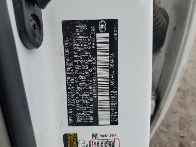 4T1BE46KX7U521090 - 2007 TOYOTA CAMRY CE WHITE photo 12