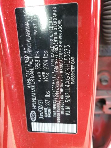 5NPLL4AGXNH053273 - 2022 HYUNDAI ELANTRA SE RED photo 12